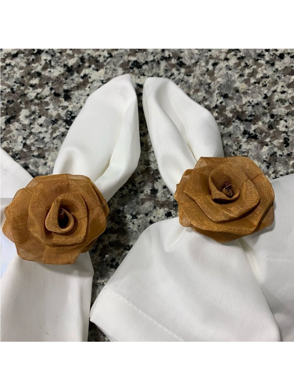 Pottery Barn Napkin Rings Rose Copper